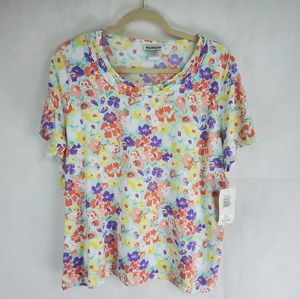 NWT Bon Worth Colorful Floral Short Sleeve Short